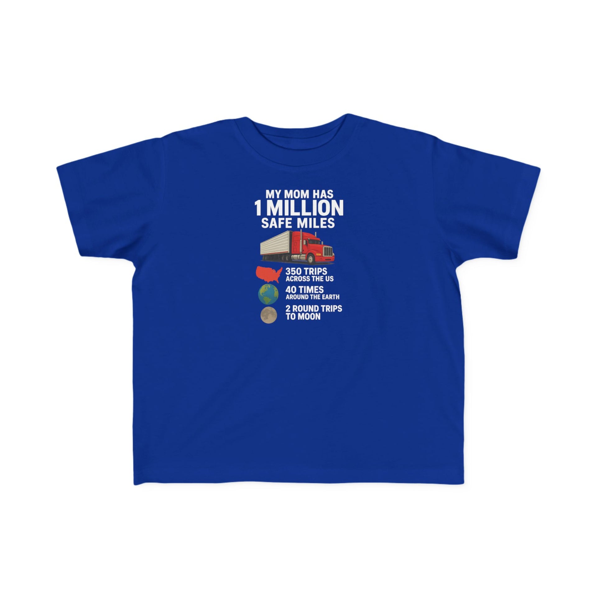 Toddler Tee – “My Mom Has 1 Million Safe Miles” Cute Truck Driving Mom Shirt for Kids