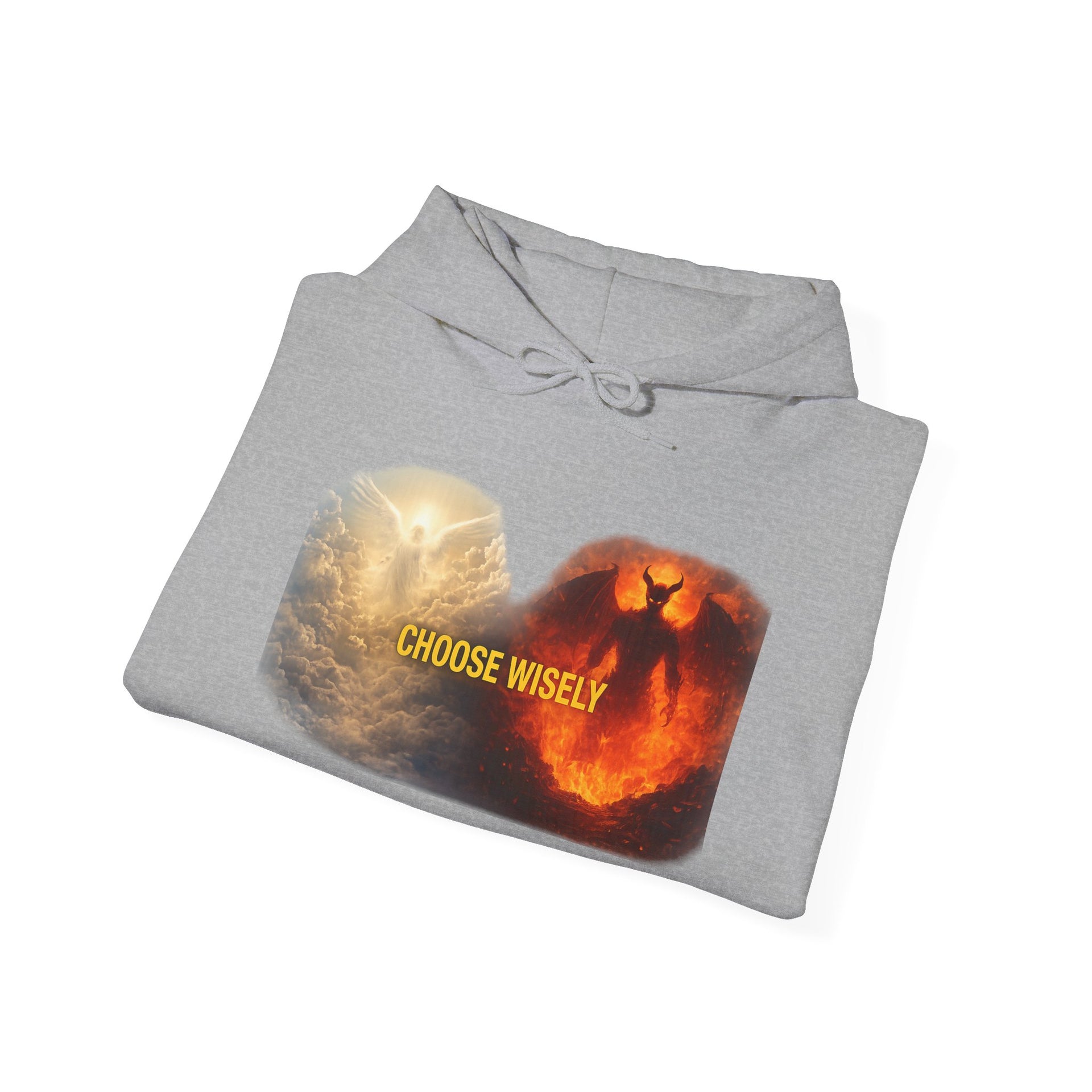 Hoodie — Choose Wisely Angel vs Demon Graphic Pullover