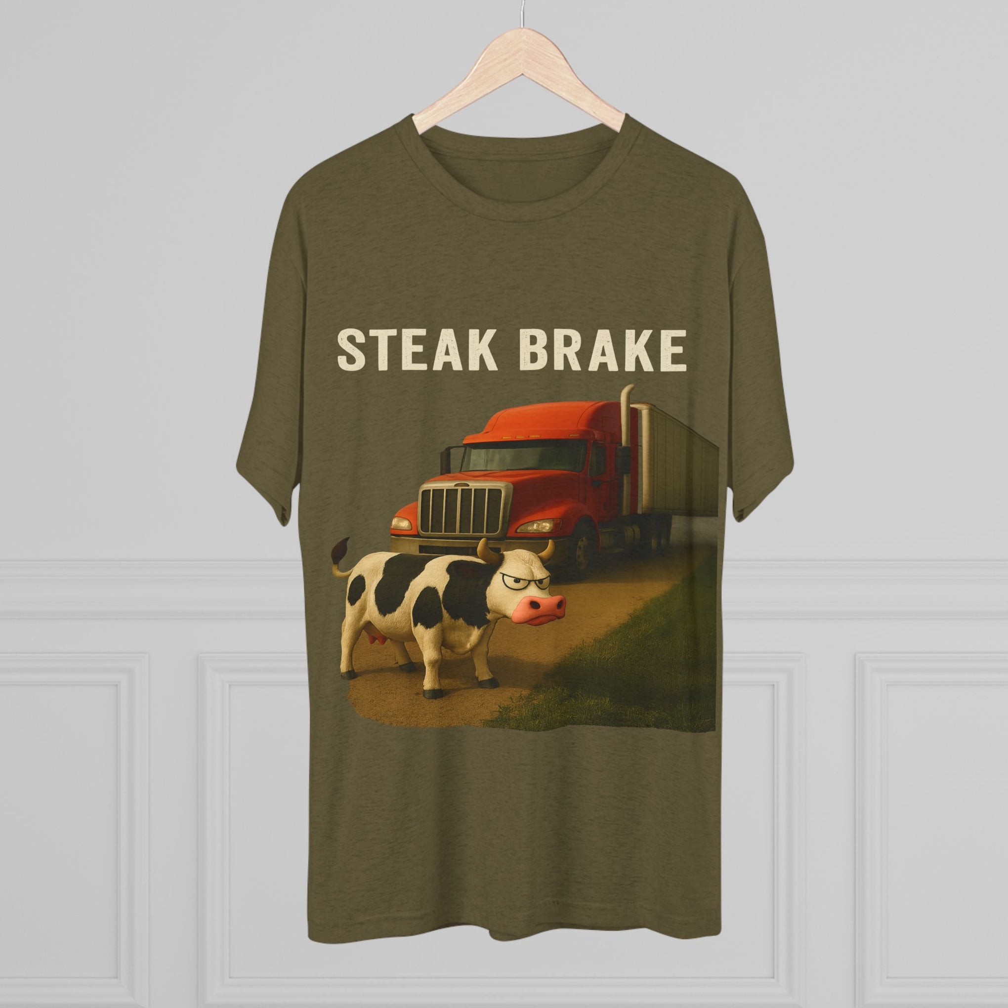 Steak Brake Tee – Funny Cow & Big Rig Truck Graphic Shirt