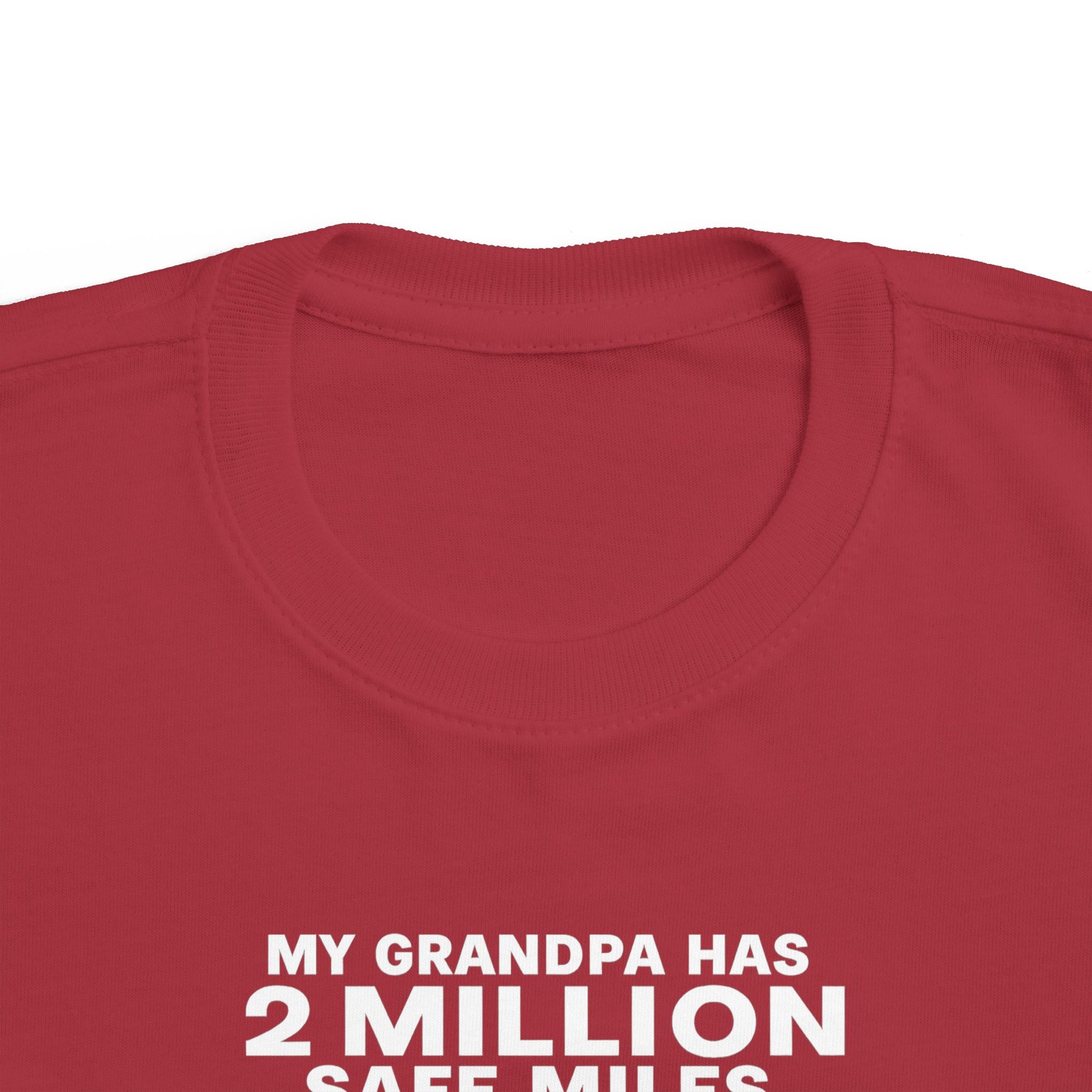 My Grampa has 2 million safe miles— Cute Red Semi Truck Design for Little Kids