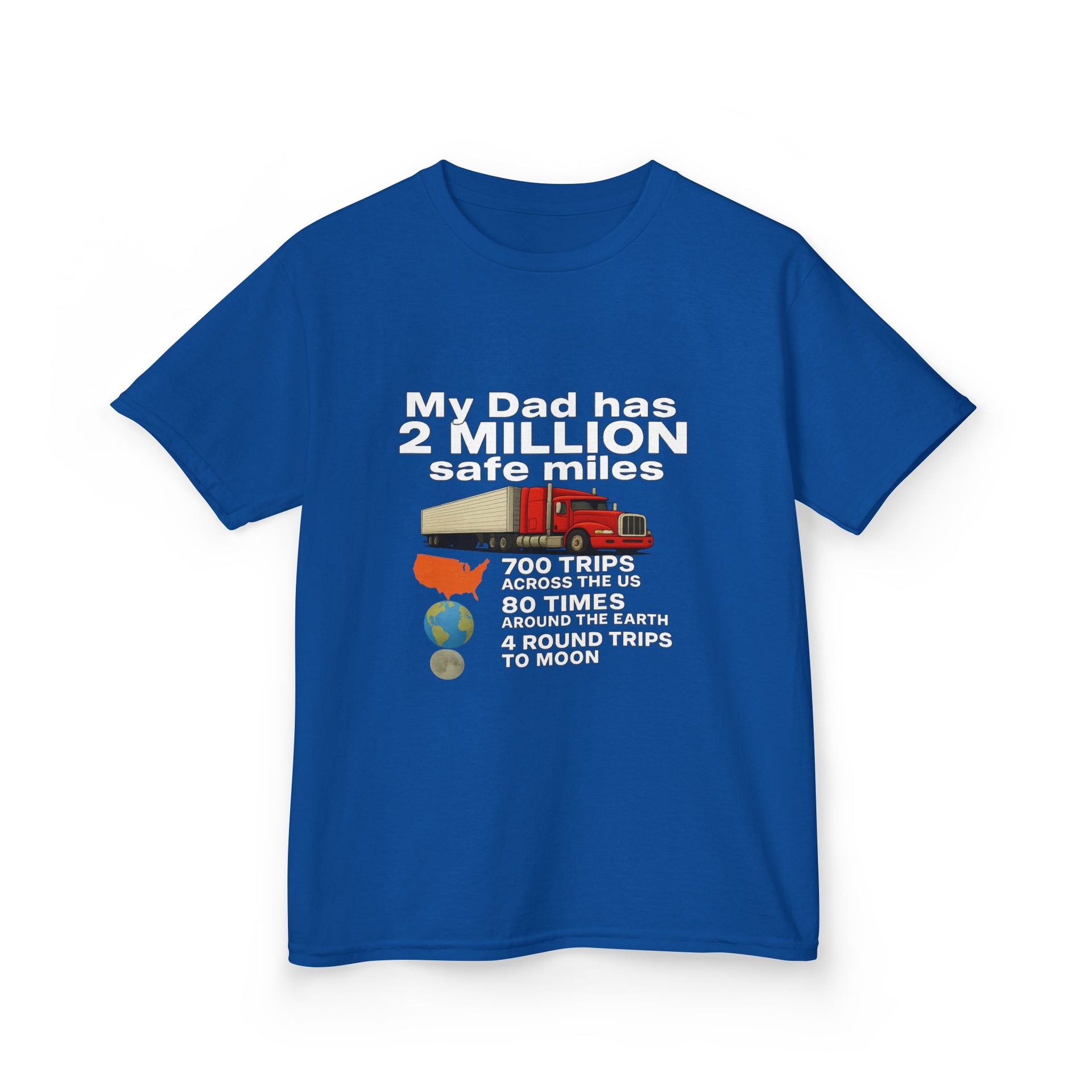 Kids Tee — "My Dad Has 2 Million Safe Miles" Funny Road Trip Travel Shirt