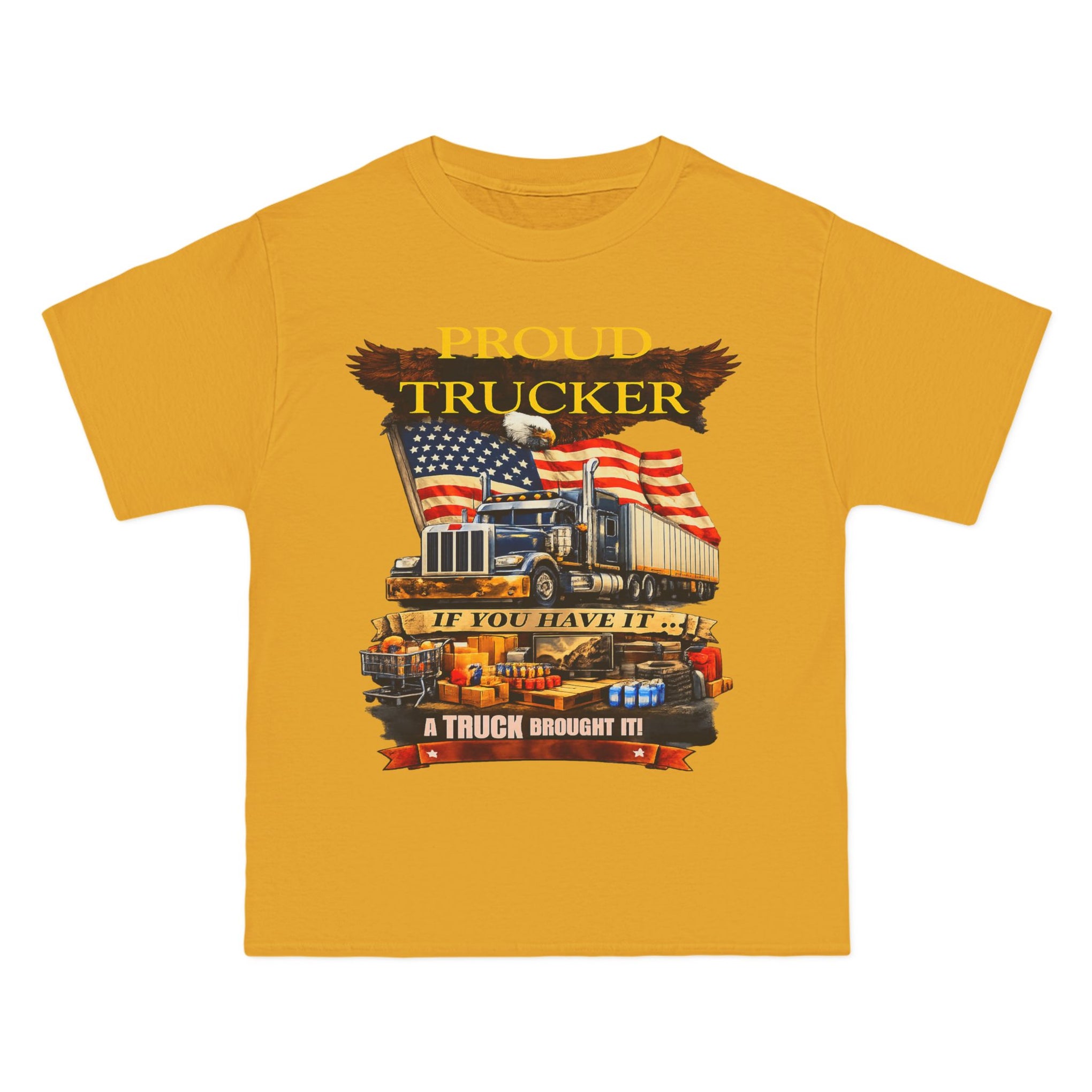 Big an Tall - "Proud Trucker" American Flag Semi Truck Graphic
