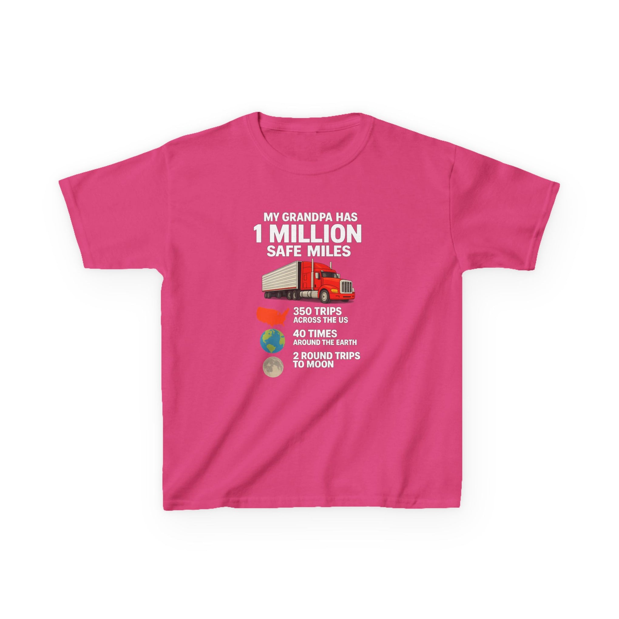 Kids Truck Tee — My Grampa has 1 Million Safe Miles (Red Semi Graphic)