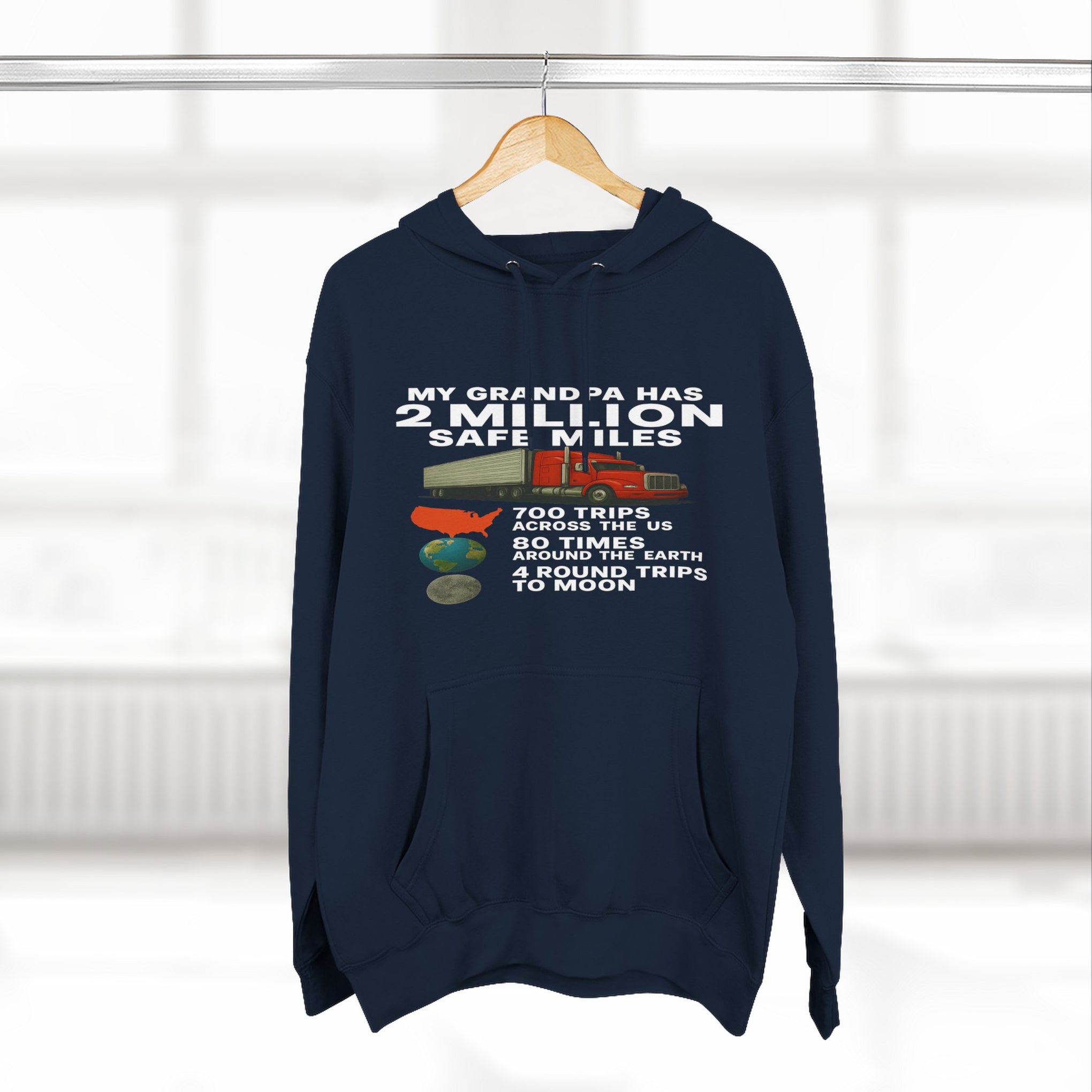 Grampa 2 Million Safe Miles Three-Panel Fleece Hoodie
