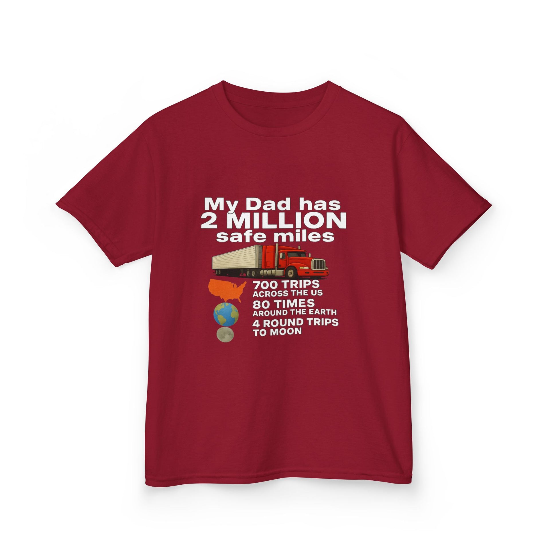 Kids Tee — "My Dad Has 2 Million Safe Miles" Funny Road Trip Travel Shirt