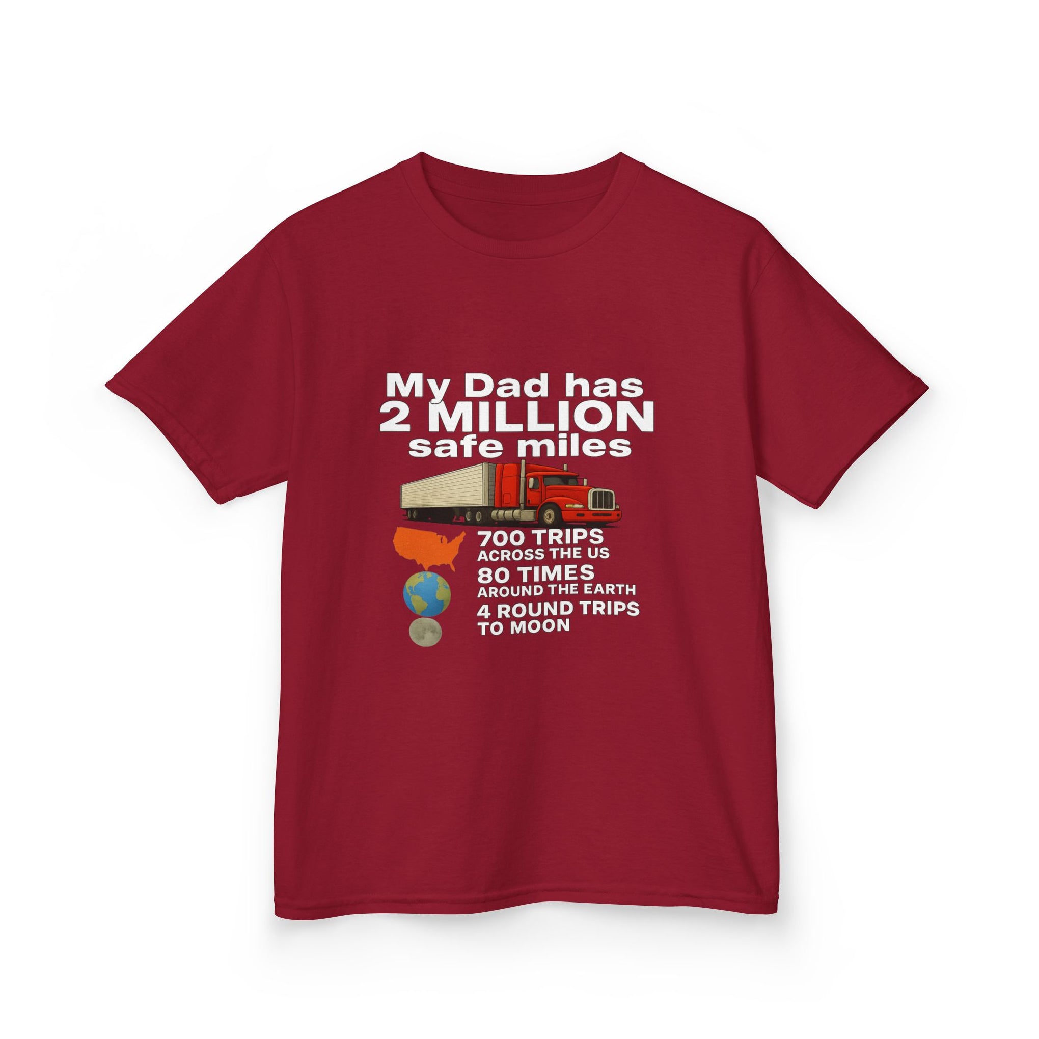 Kids Tee — "My Dad Has 2 Million Safe Miles" Funny Road Trip Travel Shirt