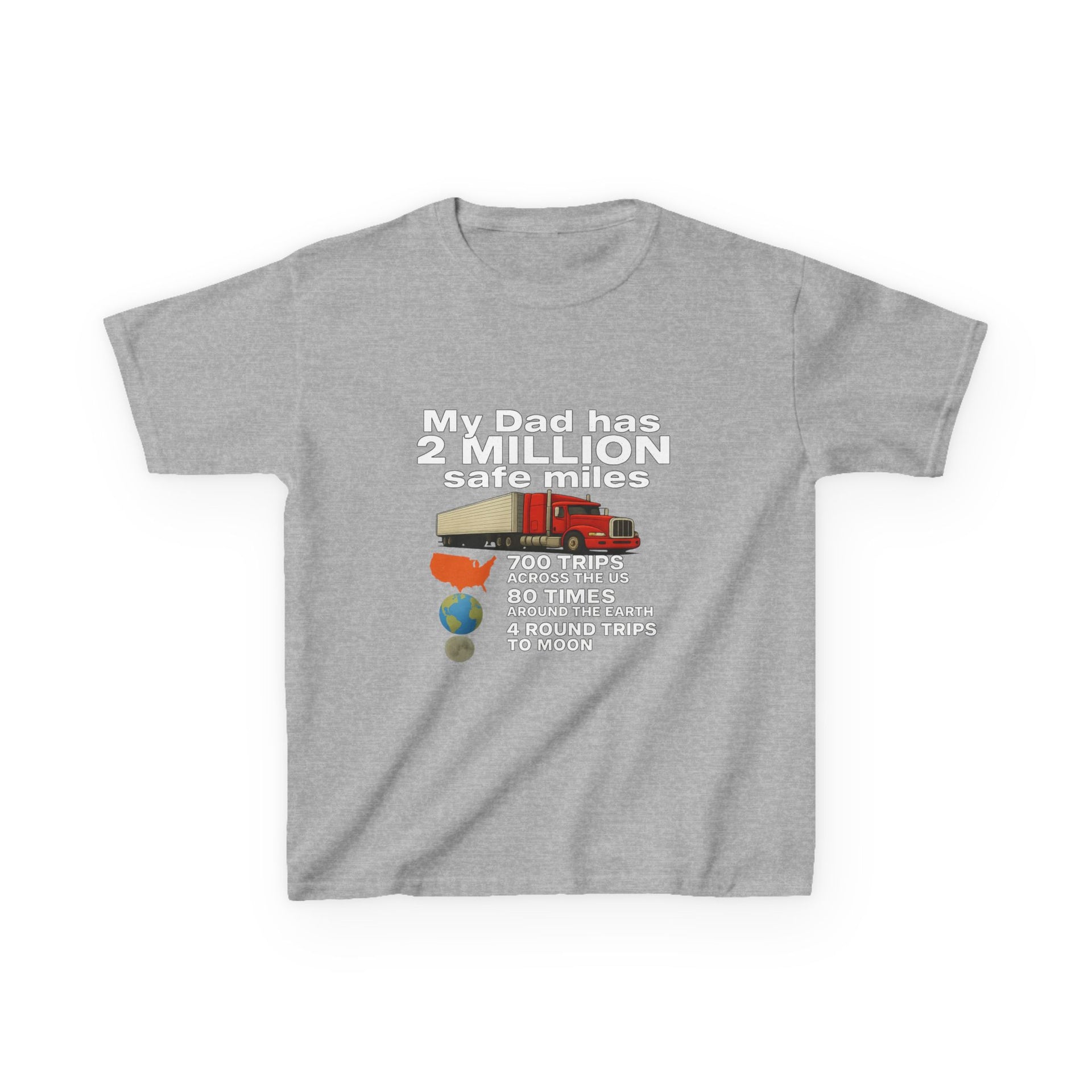 Kids Tee — "My Dad Has 2 Million Safe Miles" Funny Road Trip Travel Shirt