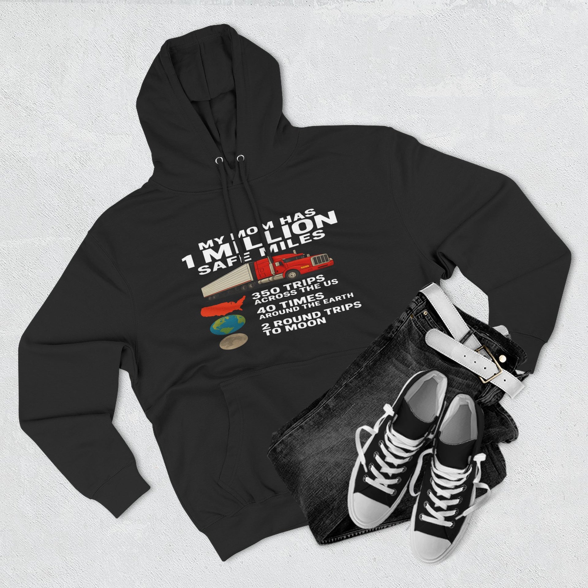My MOM has 1 million safe miles Three-Panel Fleece Hoodie